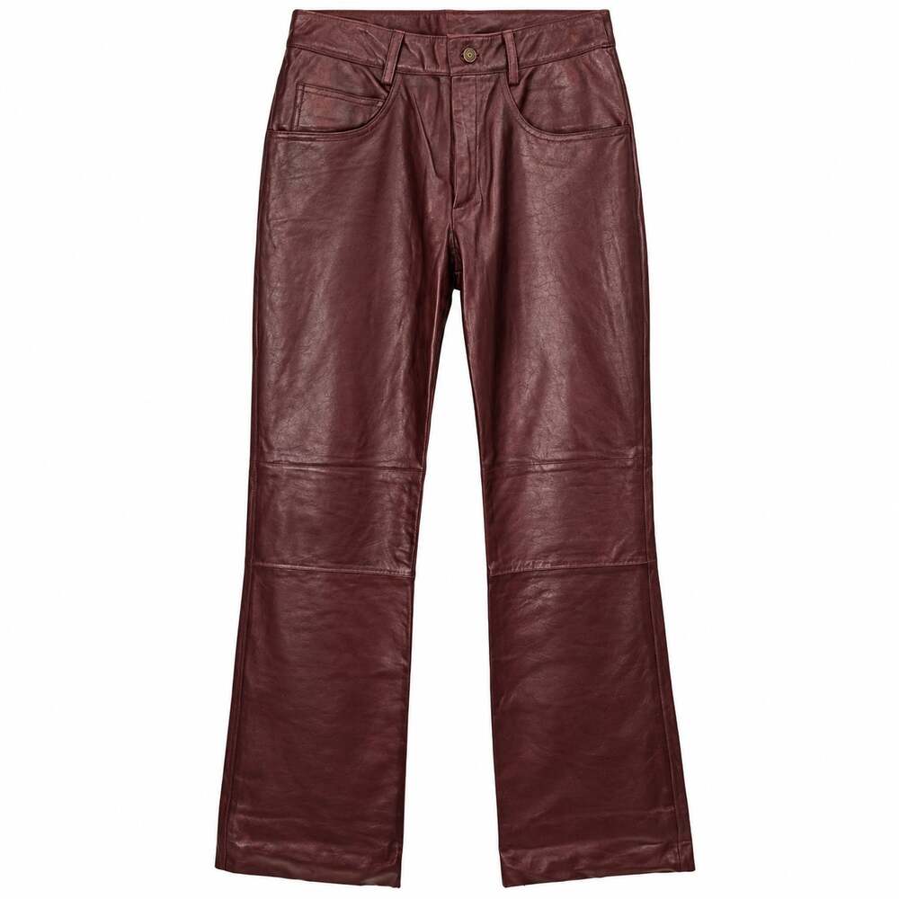 Wilsons Maxima Burgundy Genuine Leather Pants Bootcut 5 Pocket Size 12 NWT